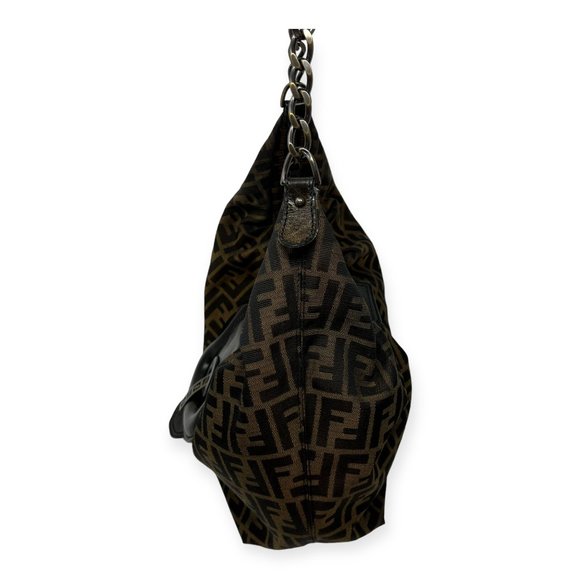 Fendi Brown Zucca B Buckle Canvas Leather Shoulder Bag - Picture 6 of 14